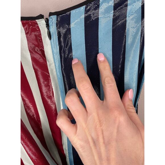 NWT Diane von Furstenberg Striped Sleeveless Waist Tie Draped Midi Dress Size 0 - Picture 8 of 10